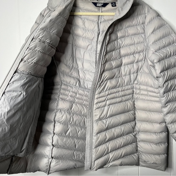 Lands' End Light Gray Puffer Jacket with Hood Women's 2X 20W-22W - Picture 3 of 10